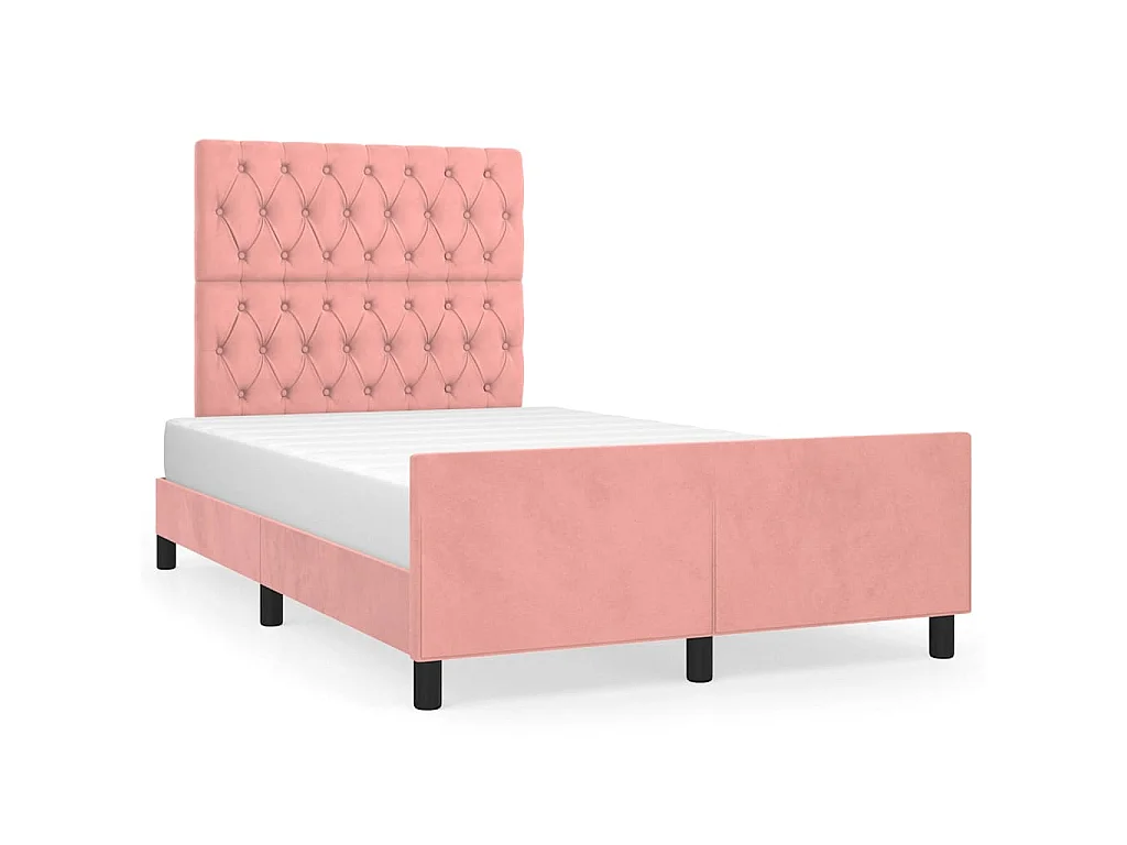 Cadre de lit sans matelas rose 120x190 cm velours