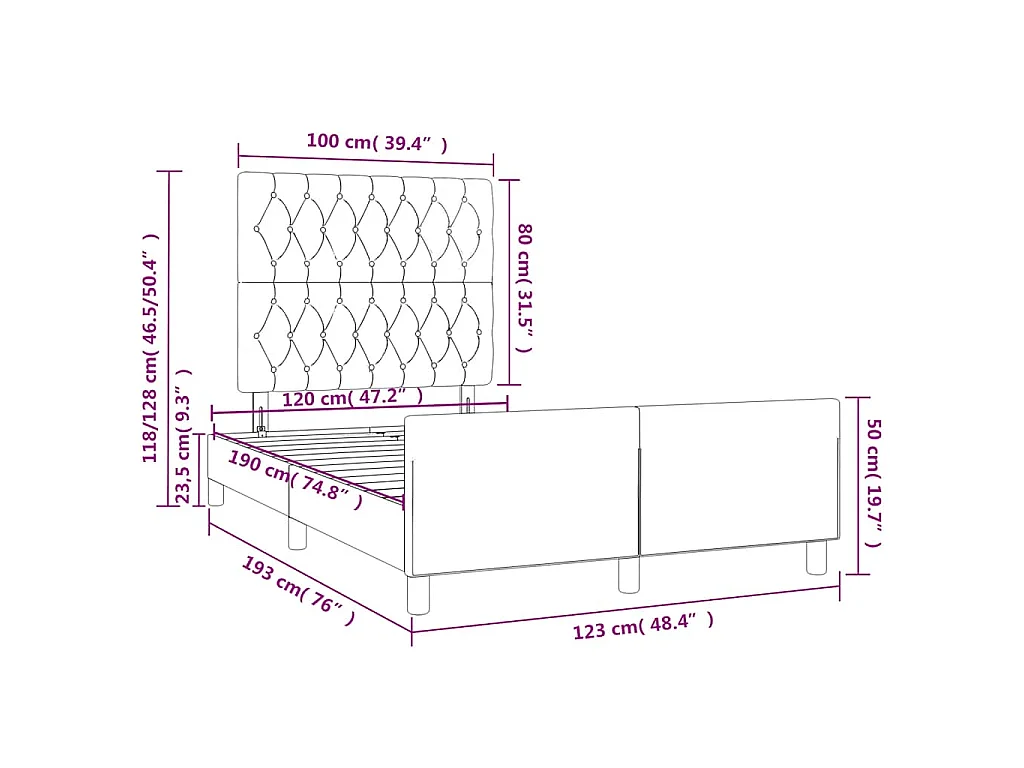Cadre de lit sans matelas rose 120x190 cm velours