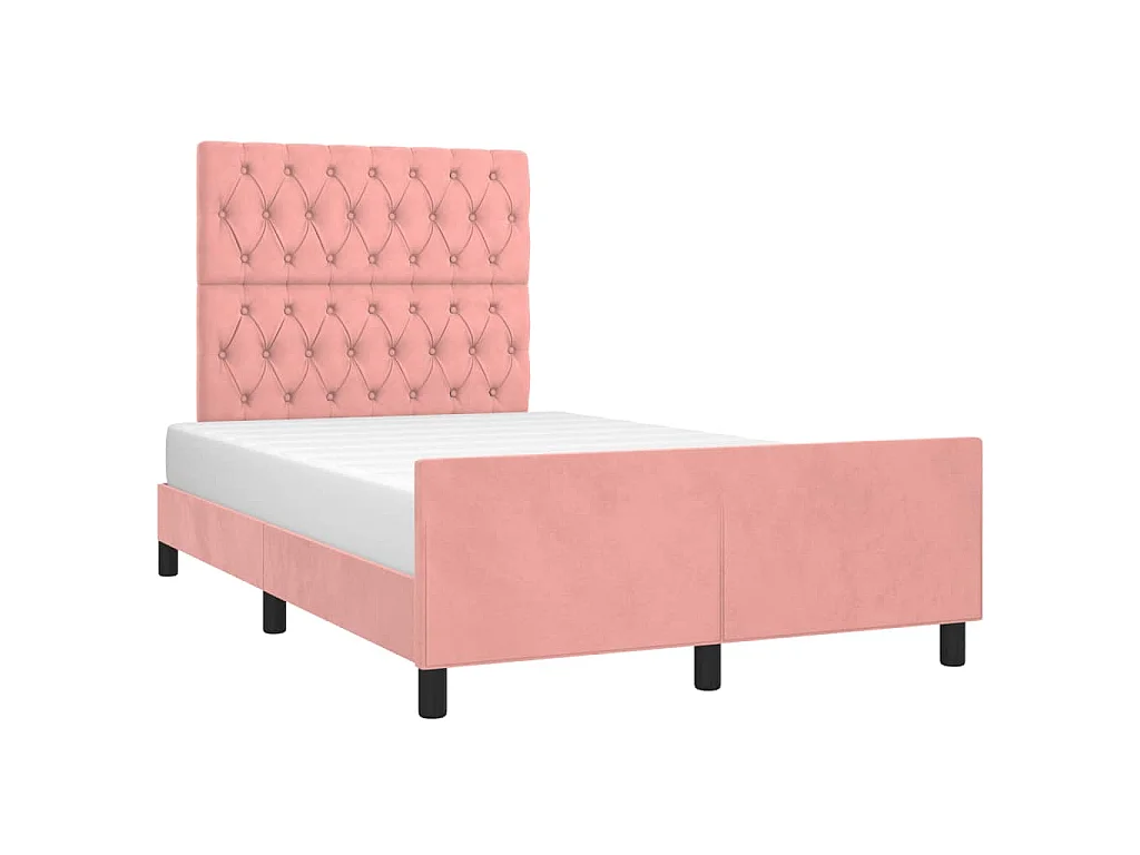Cadre de lit sans matelas rose 120x190 cm velours
