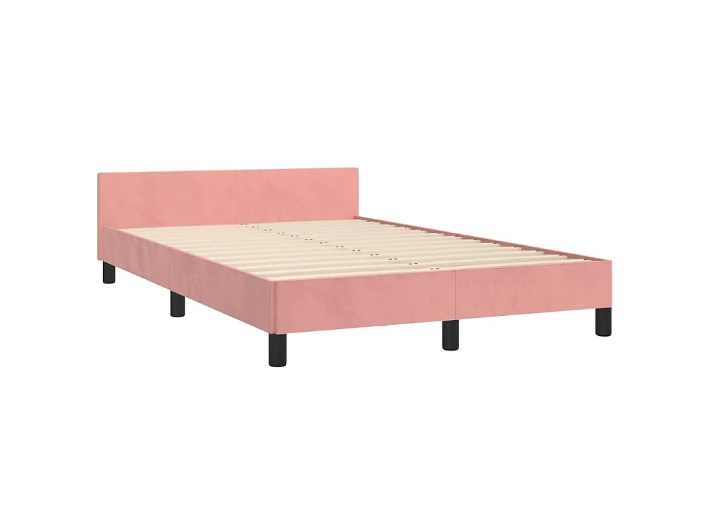 Cadre de lit sans matelas rose 120x190 cm velours