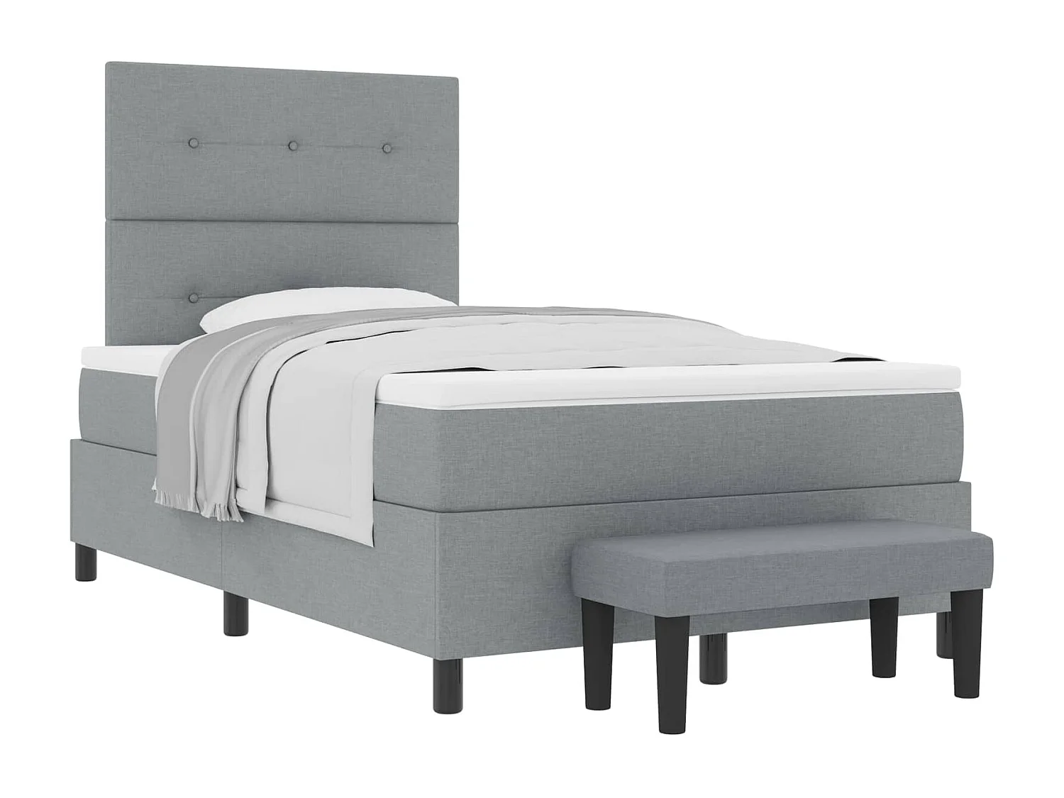 Letto a molle con testiera Grigio chiaro 120 x 190 cm Tessuto