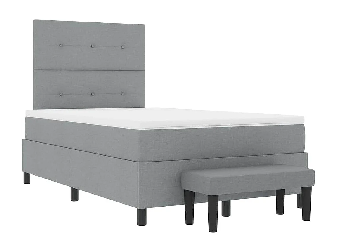 Letto a molle con testiera Grigio chiaro 120 x 190 cm Tessuto