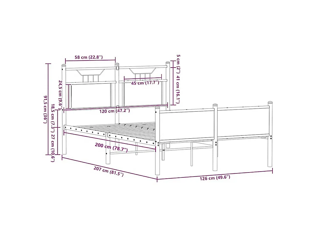 Bedframe zonder matras bewerkt hout bruin eikenkleur 120x200 cm