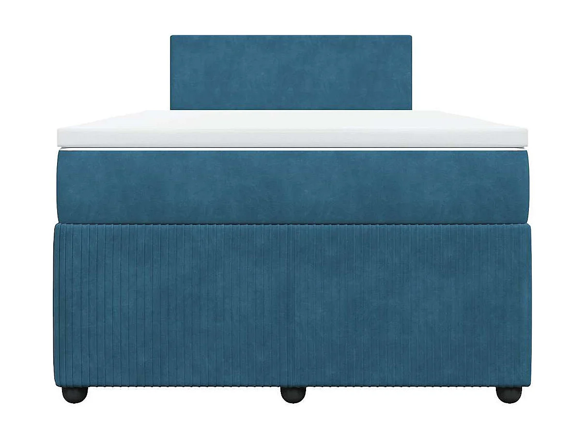 Cama boxspring com colchão 120x200 cm veludo azul