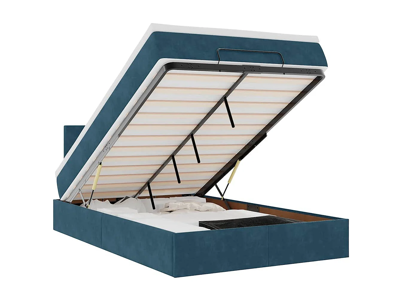 Ottoman-Bett mit Matratze Dunkelblau 120x190 cm Samt
