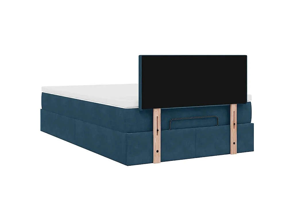 Cama otomana con colchón 120x190 cm terciopelo azul oscuro