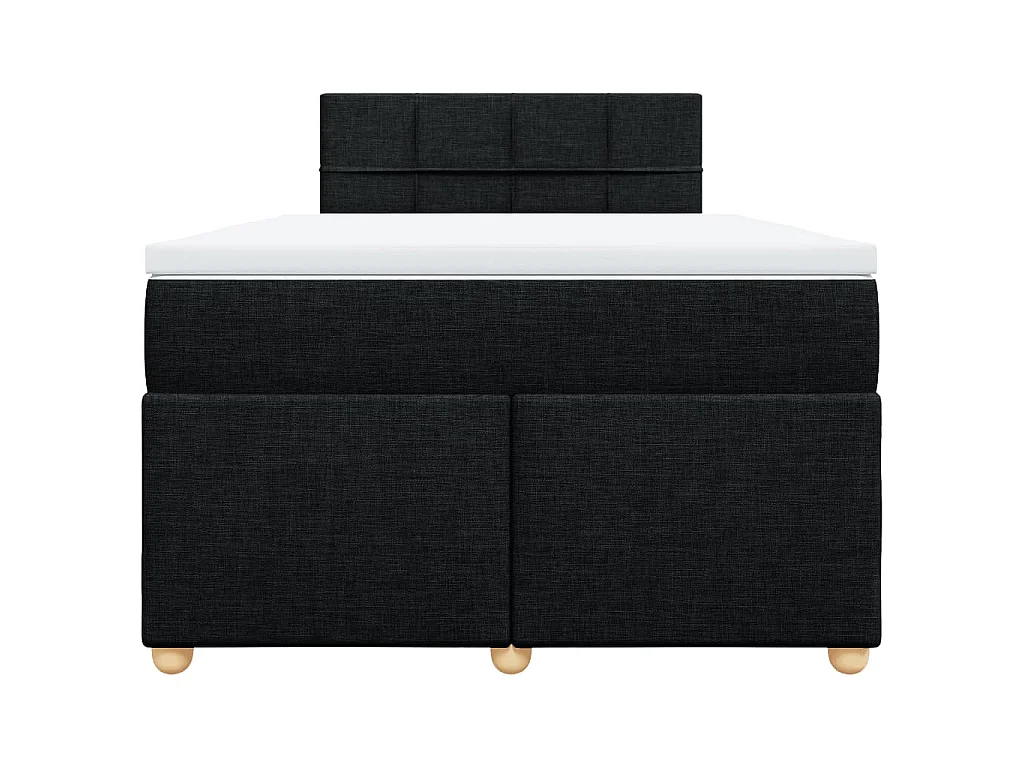Cama box spring con colchón tela negro 120x200 cm
