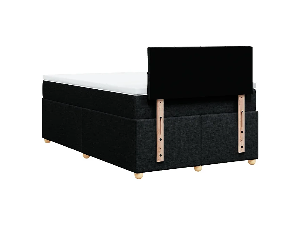 Cama box spring con colchón tela negro 120x200 cm