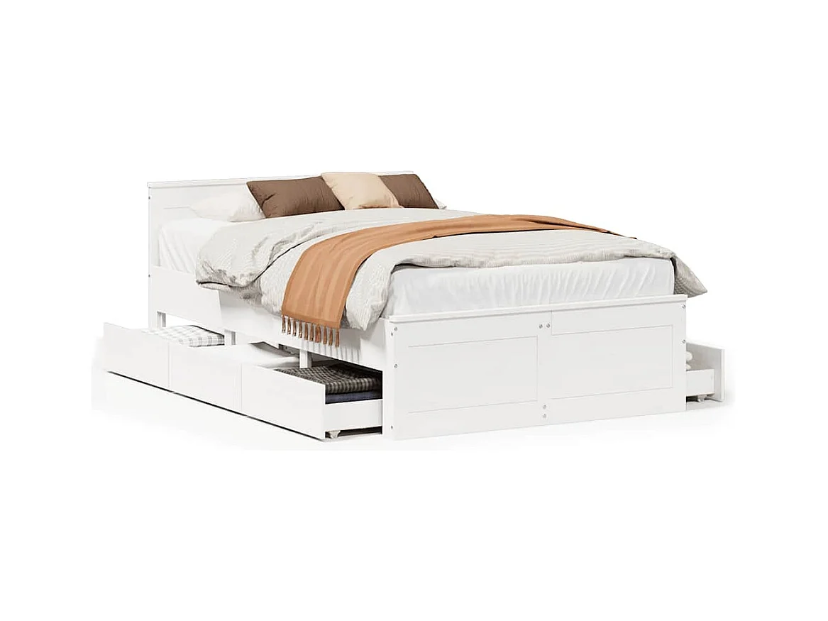 Cadre de lit sans matelas avec tête de lit blanc 120x190 cm pin