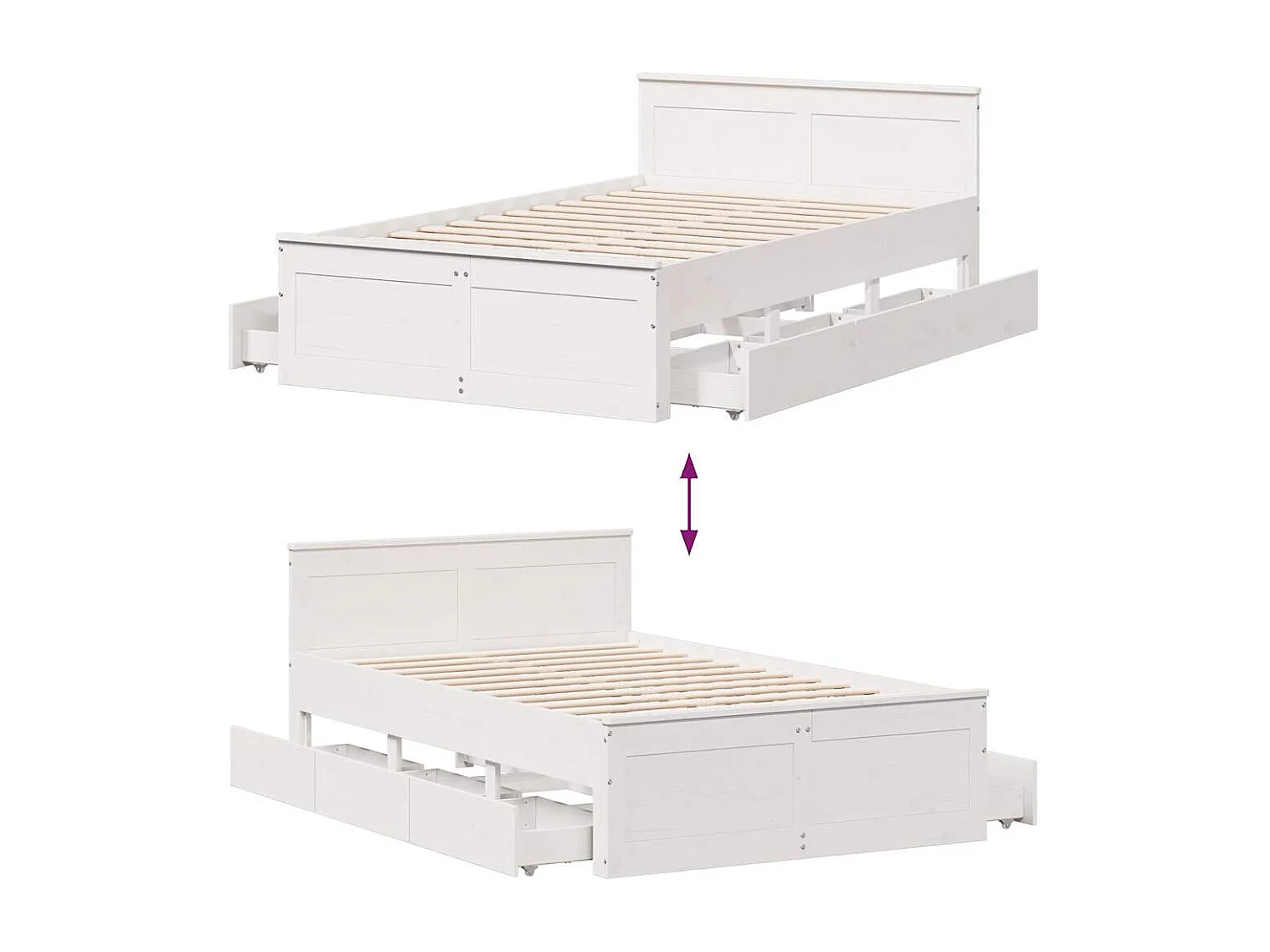 Cadre de lit sans matelas avec tête de lit blanc 120x190 cm pin