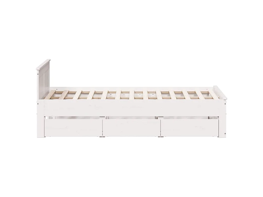 Cama con cabecero sin colchón madera maciza blanca 120x190 cm