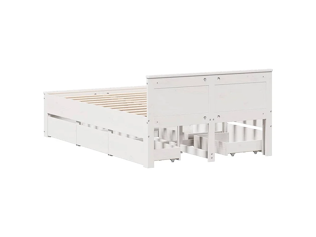 Cama con cabecero sin colchón madera maciza blanca 120x190 cm