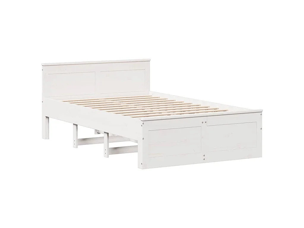 Cama con cabecero sin colchón madera maciza blanca 120x190 cm