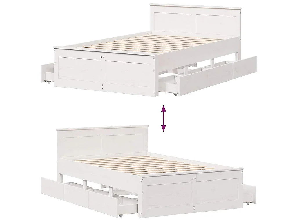 Cama con cabecero sin colchón madera maciza blanca 120x190 cm
