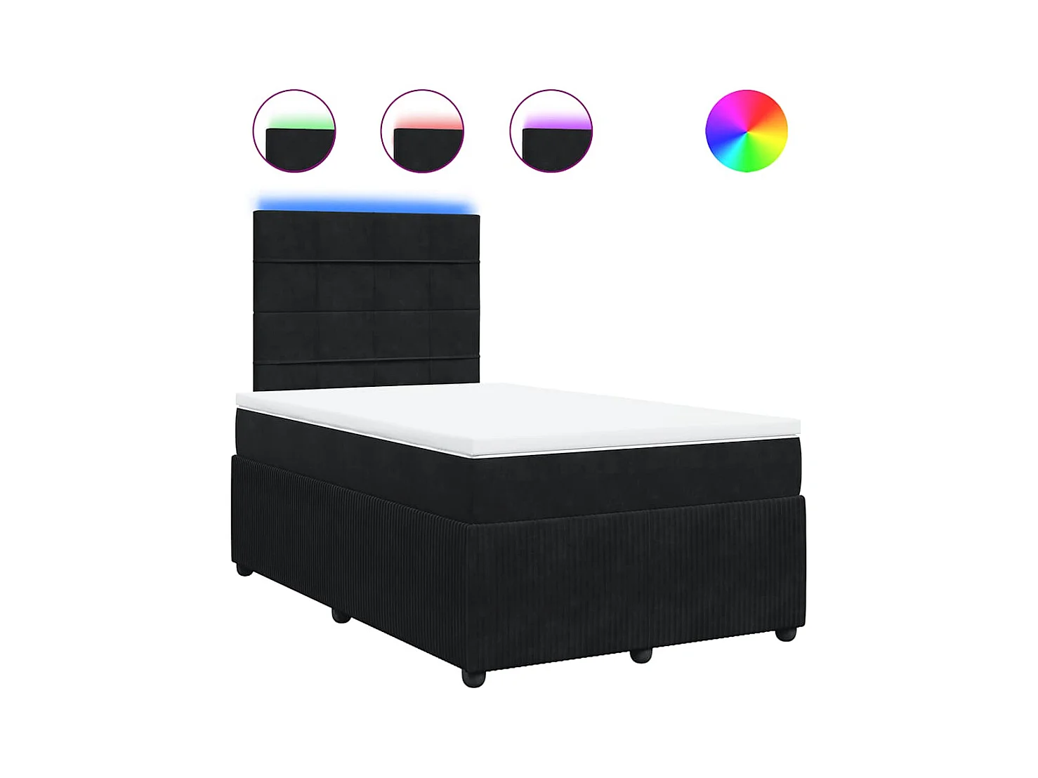 Sommier à lattes de lit avec matelas noir 120x190 cm velours