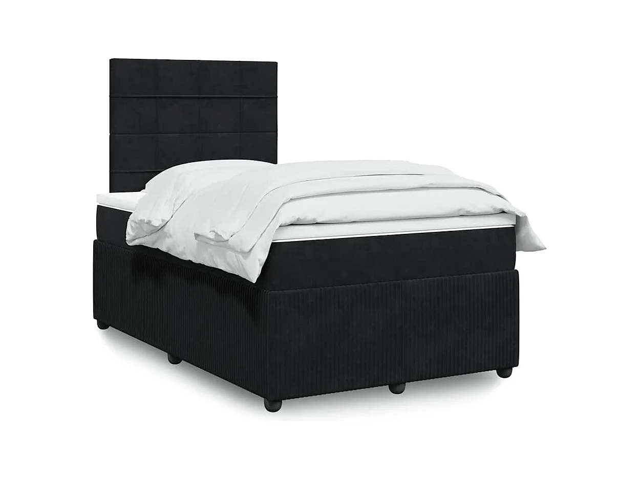 Giroletto a Molle con Materasso Nero 120x190 cm in Velluto