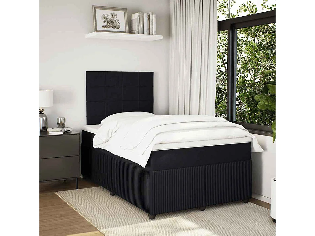 Boxspringbett mit Matratze Schwarz 120x190 cm Samt