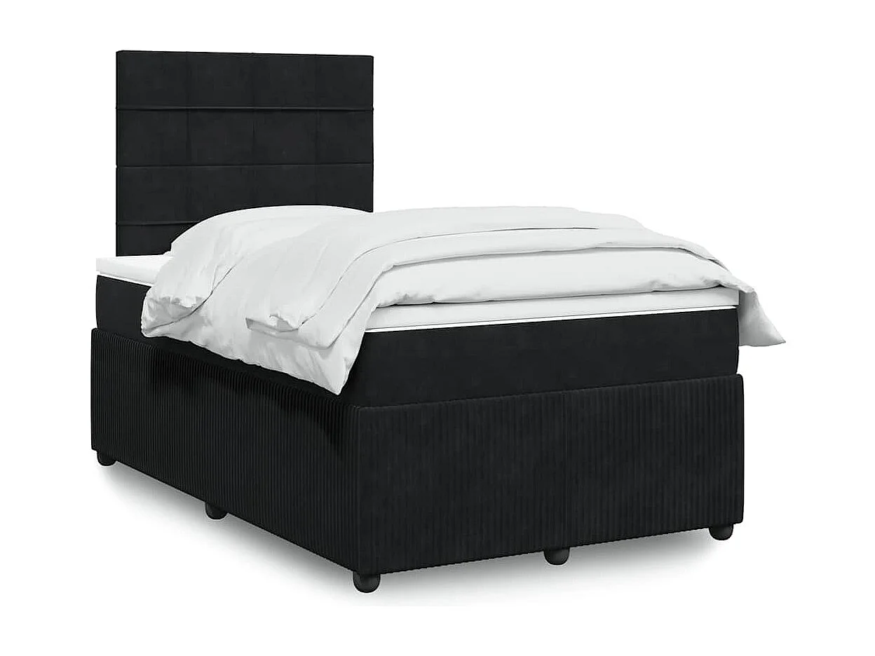 Boxspringbett mit Matratze Schwarz 120x190 cm Samt