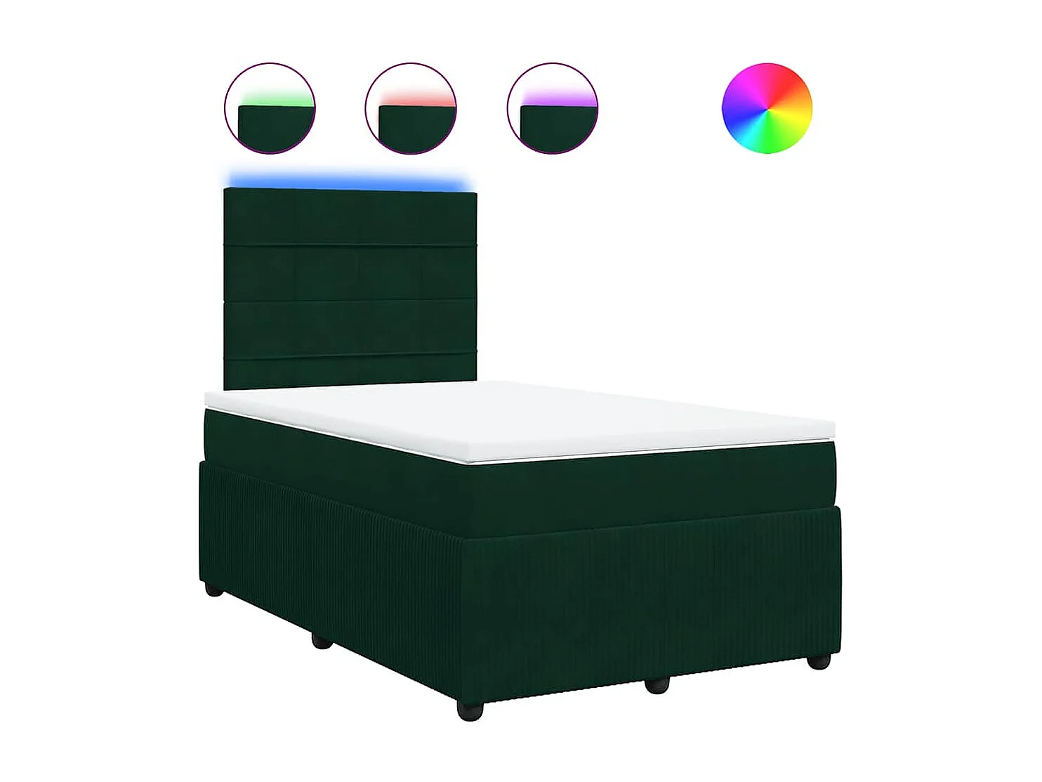 Cama box spring con colchón terciopelo verde oscuro 120x200 cm