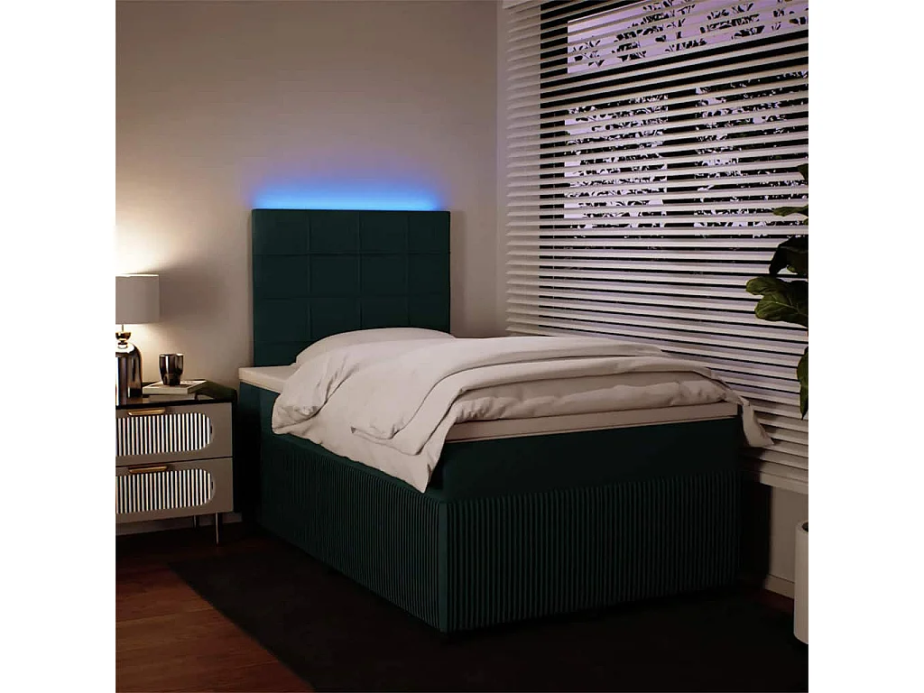 Cama box spring con colchón terciopelo verde oscuro 120x200 cm