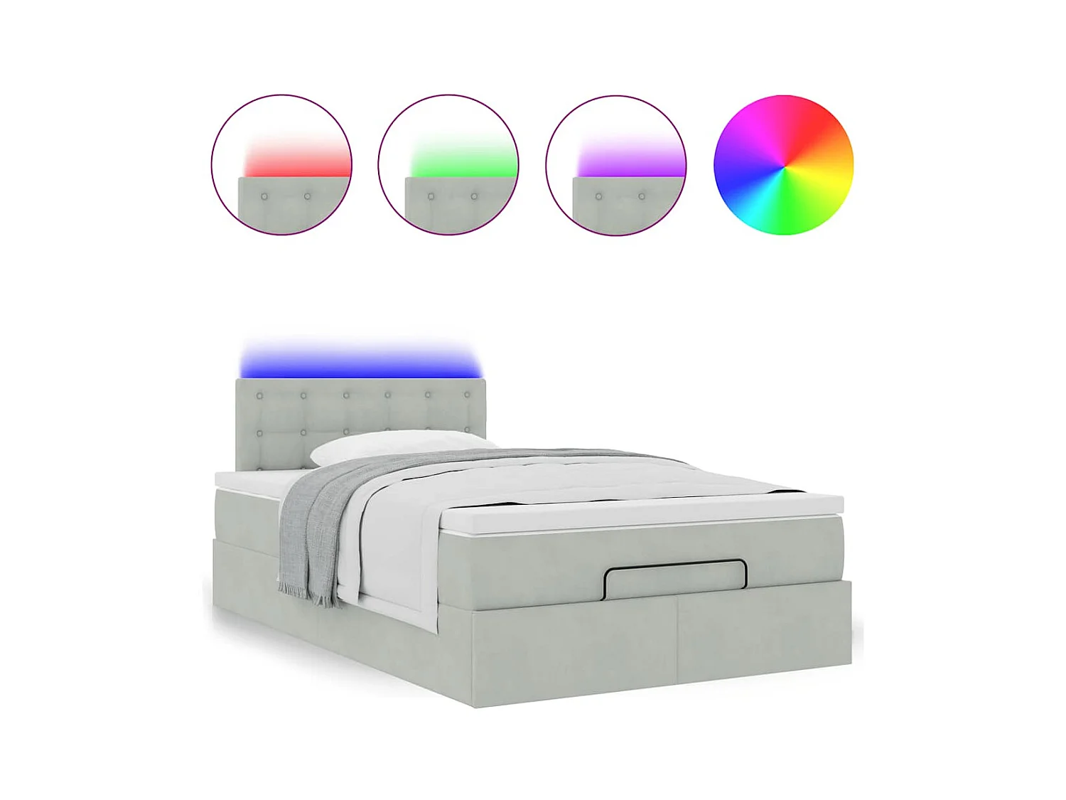 Struttura Letto Pouf con Materasso 120x200 cm Velluto