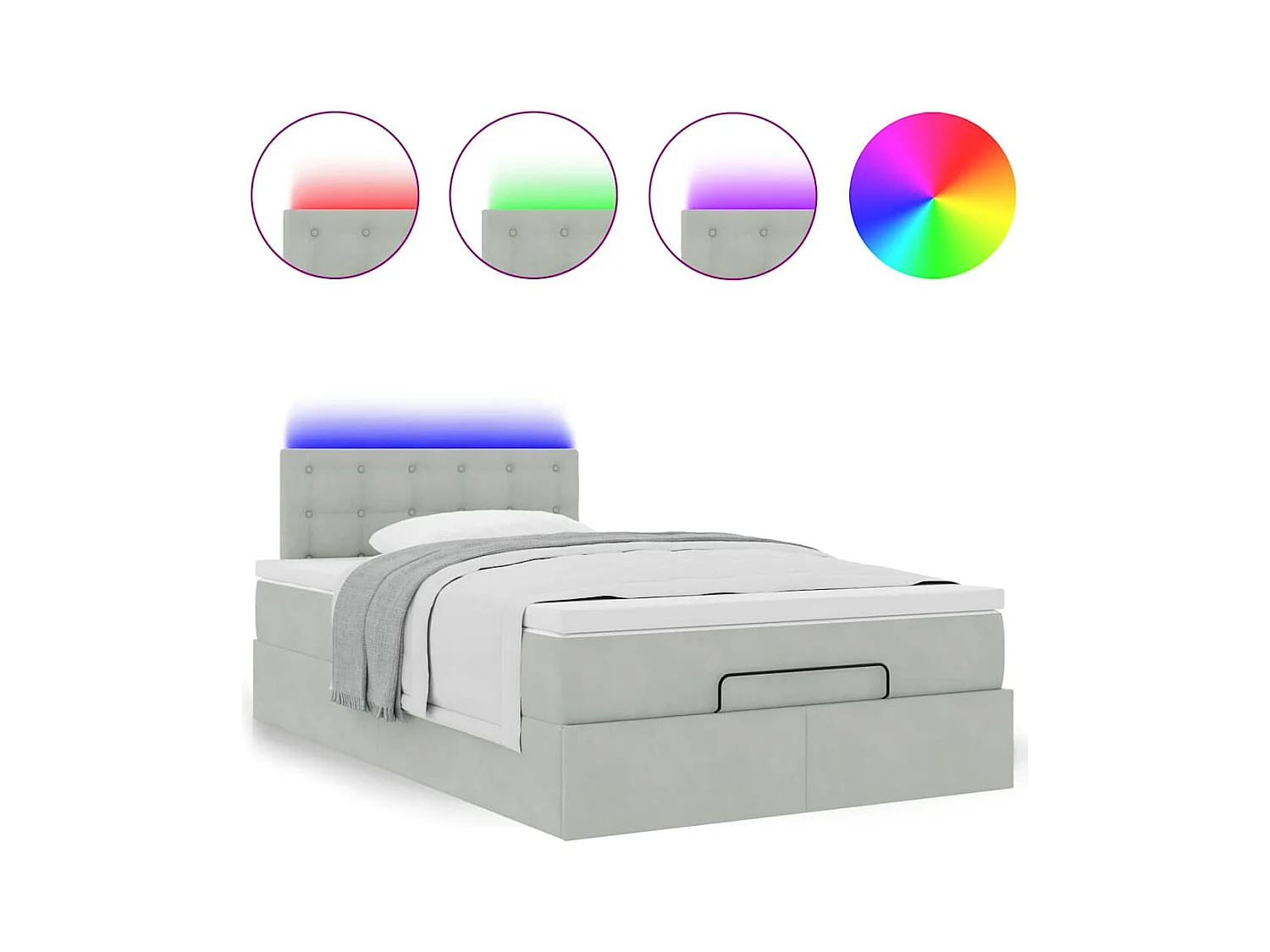 Struttura Letto Pouf con Materasso 120x200 cm Velluto