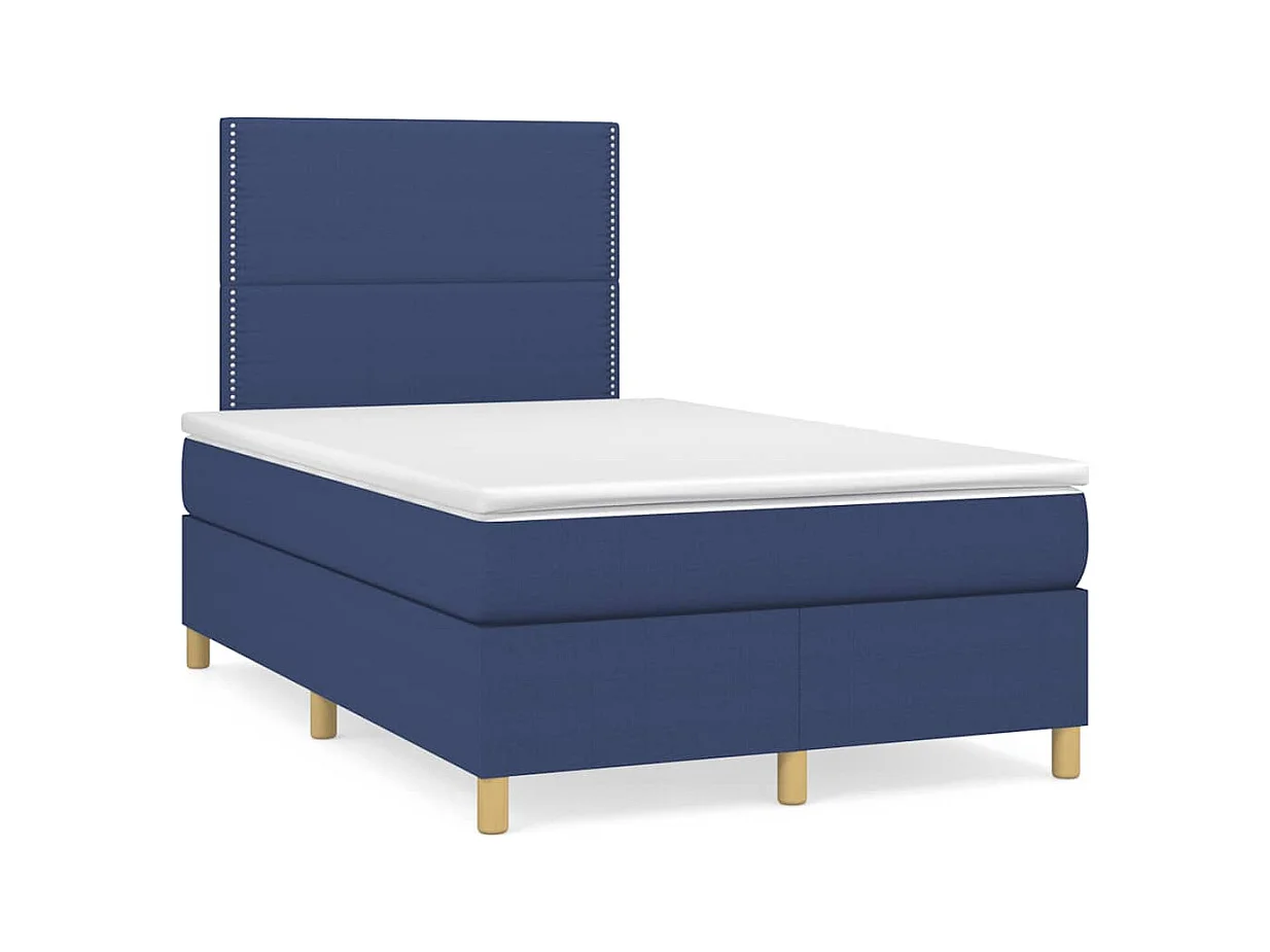 Boxspringbett mit Matratze Blau 120x190 cm Stoff