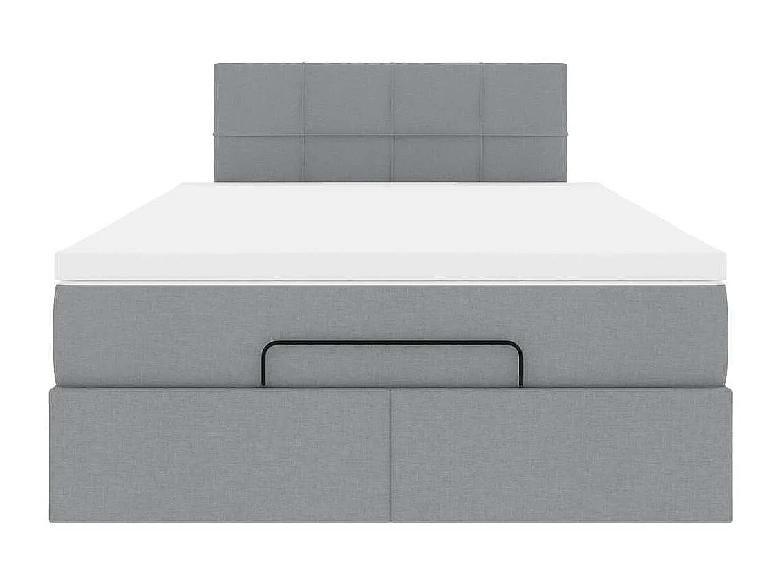 Lit ottoman avec matelas gris clair 120x200 cm tissu