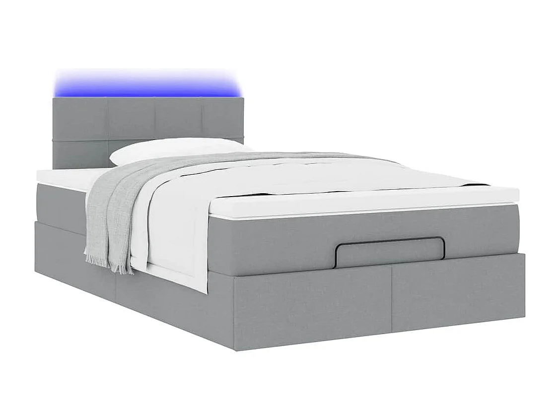 Pouf Letto con Materasso Grigio Chiaro 120x200 cm in Tessuto