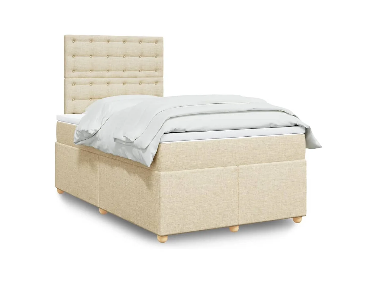Sommier à lattes de lit avec matelas Crème 120x200 cm Tissu