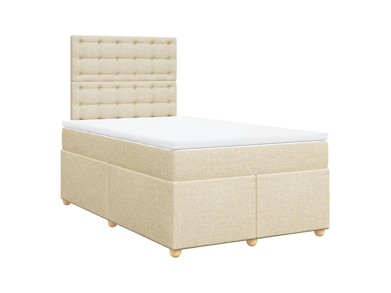 Sommier à lattes de lit avec matelas Crème 120x200 cm Tissu