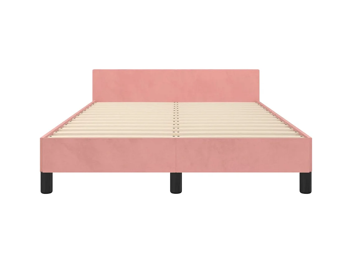 Cadre de lit sans matelas rose 120x190 cm velours