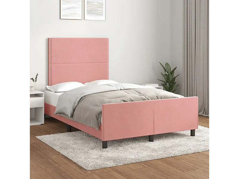 Cadre de lit sans matelas rose 120x190 cm velours