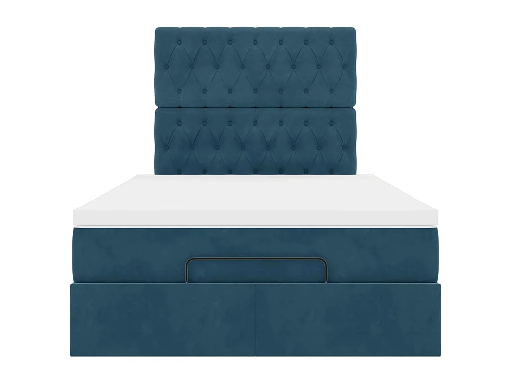 Cadre de lit ottoman avec matelas bleu foncé 120x200 cm velours