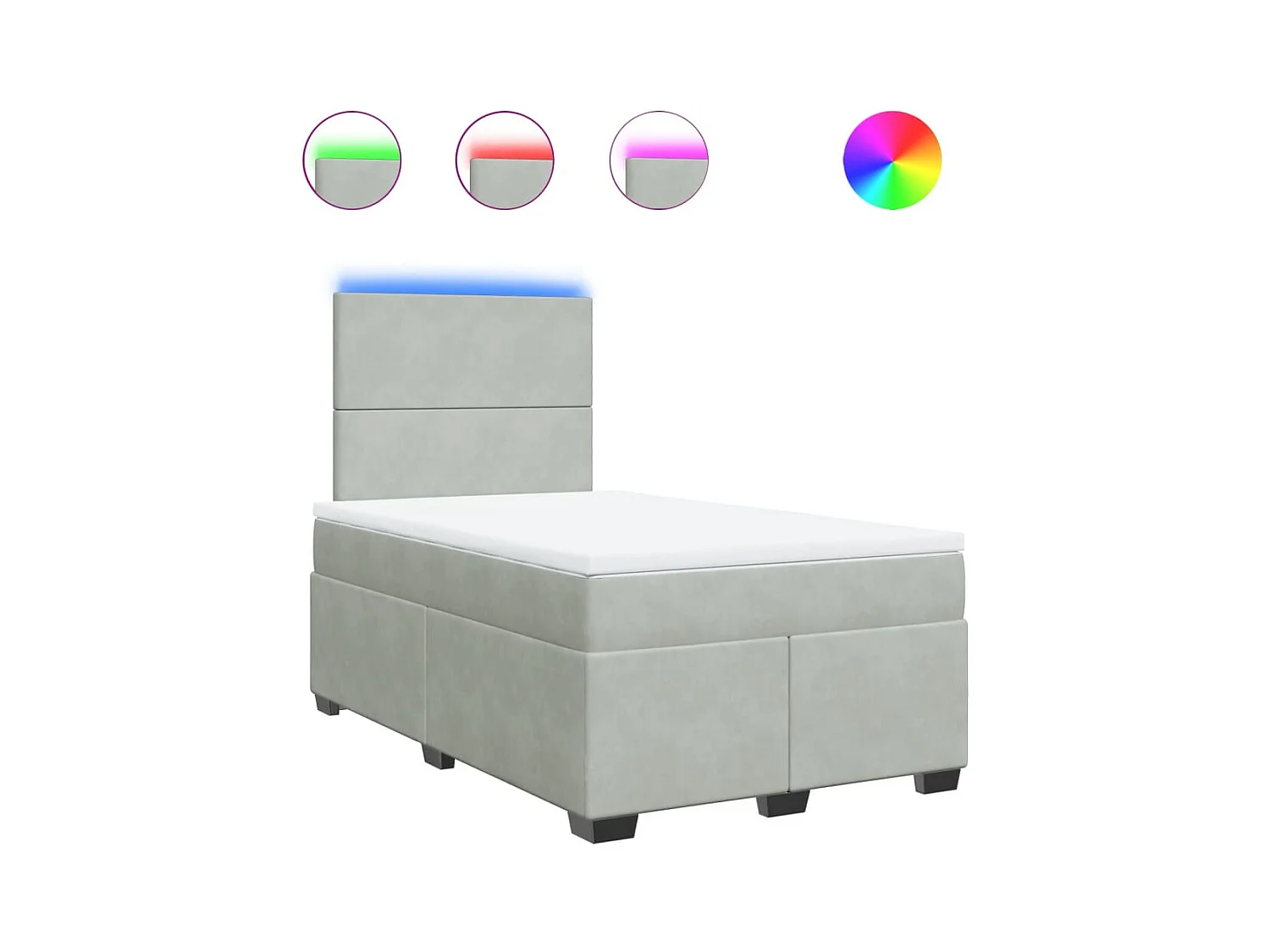 Sommier à lattes de lit et matelas gris clair 120x190cm velours