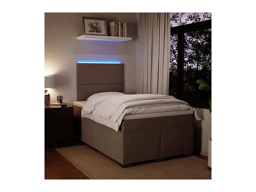 Sommier à lattes de lit et matelas gris clair 120x190cm velours