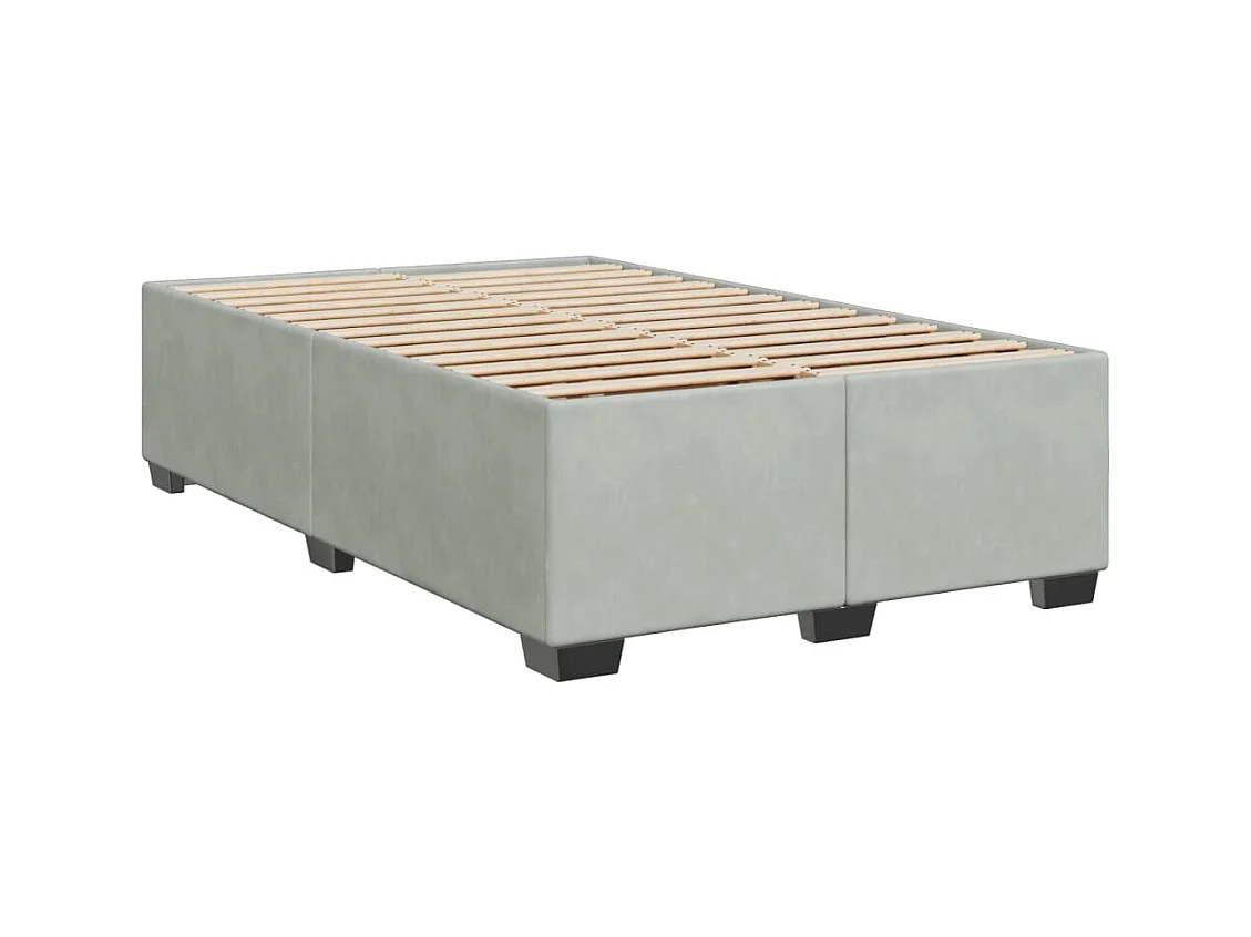 Sommier à lattes de lit et matelas gris clair 120x190cm velours