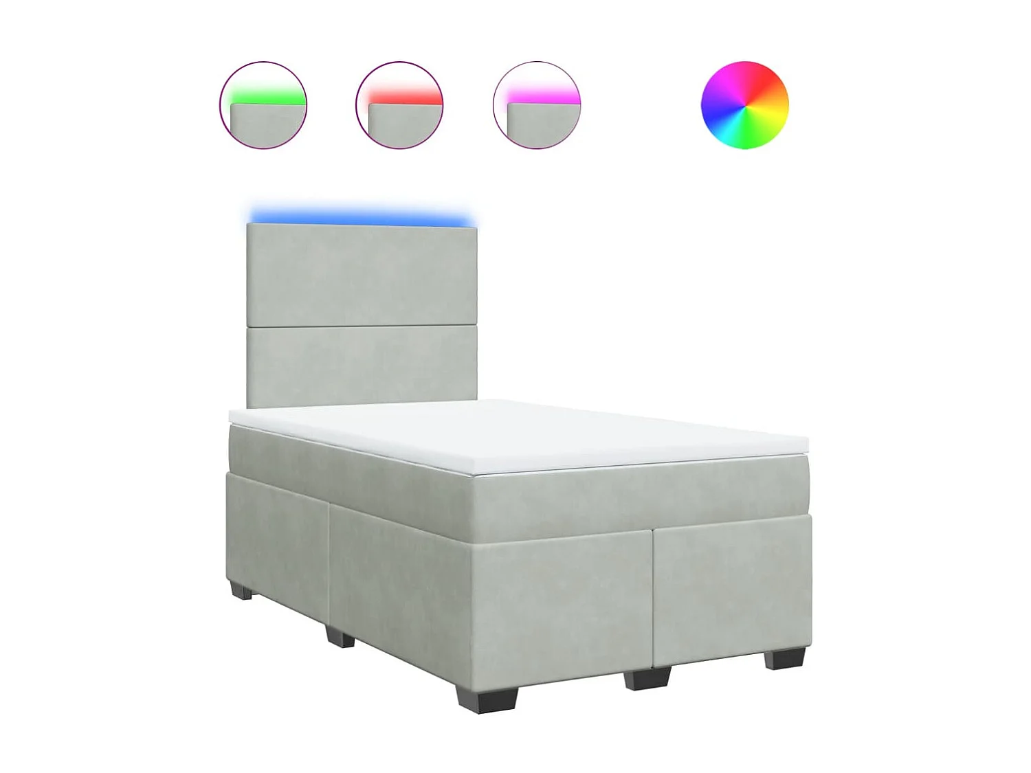 Boxspring met matras fluweel lichtgrijs 120x190 cm