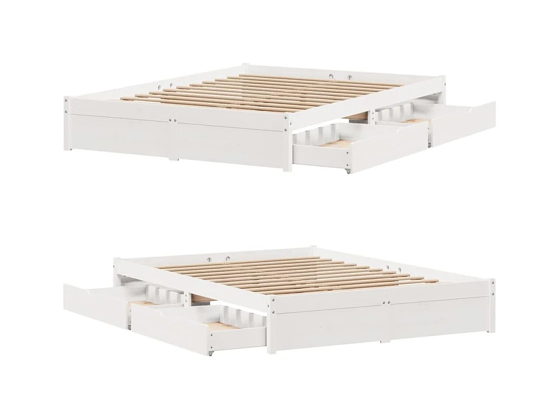 Cadre de lit sans matelas blanc 120x200 cm bois de pin massif