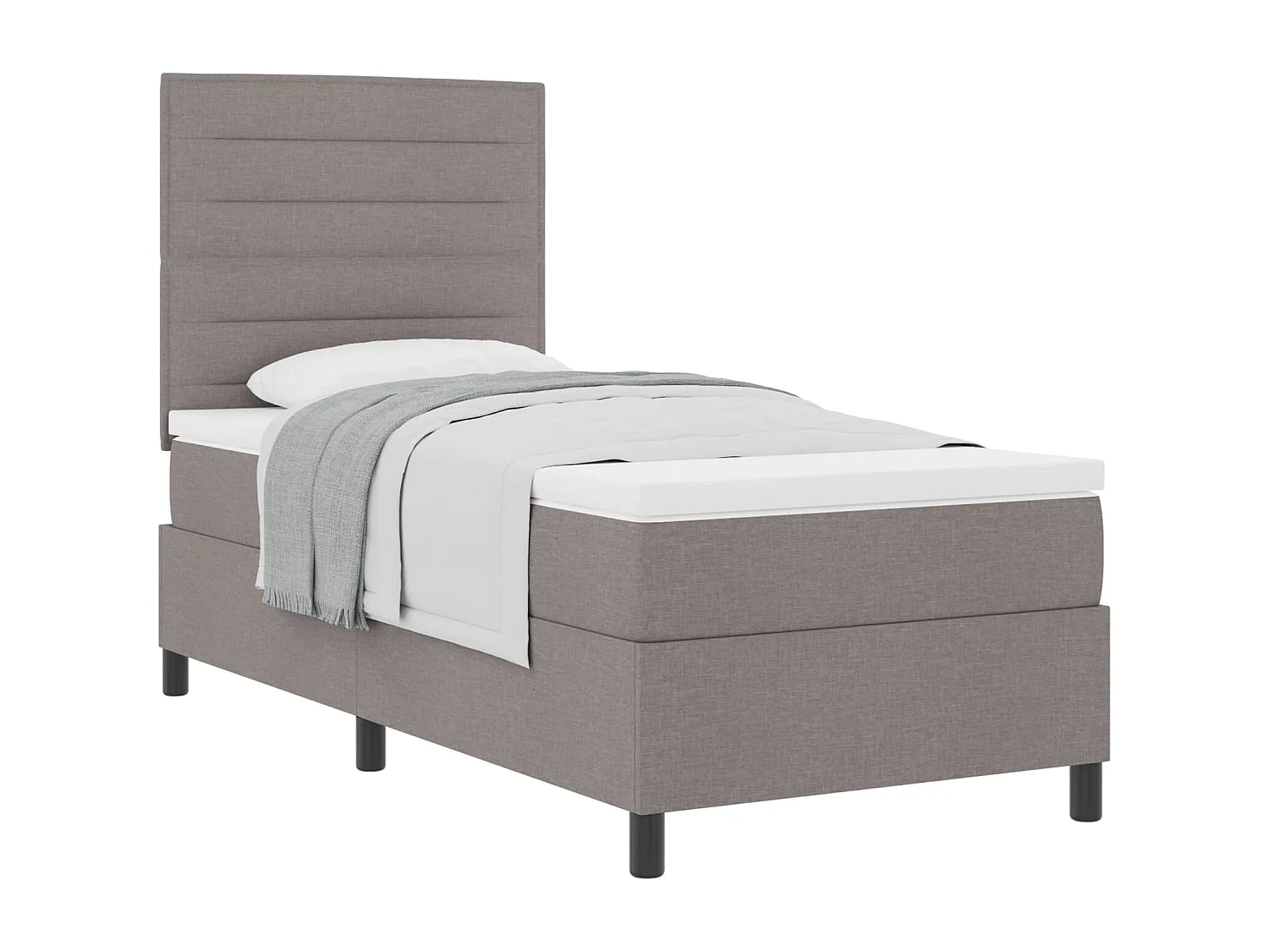 Lit à ressorts avec matelas Taupe 100 x 200 cm tissu