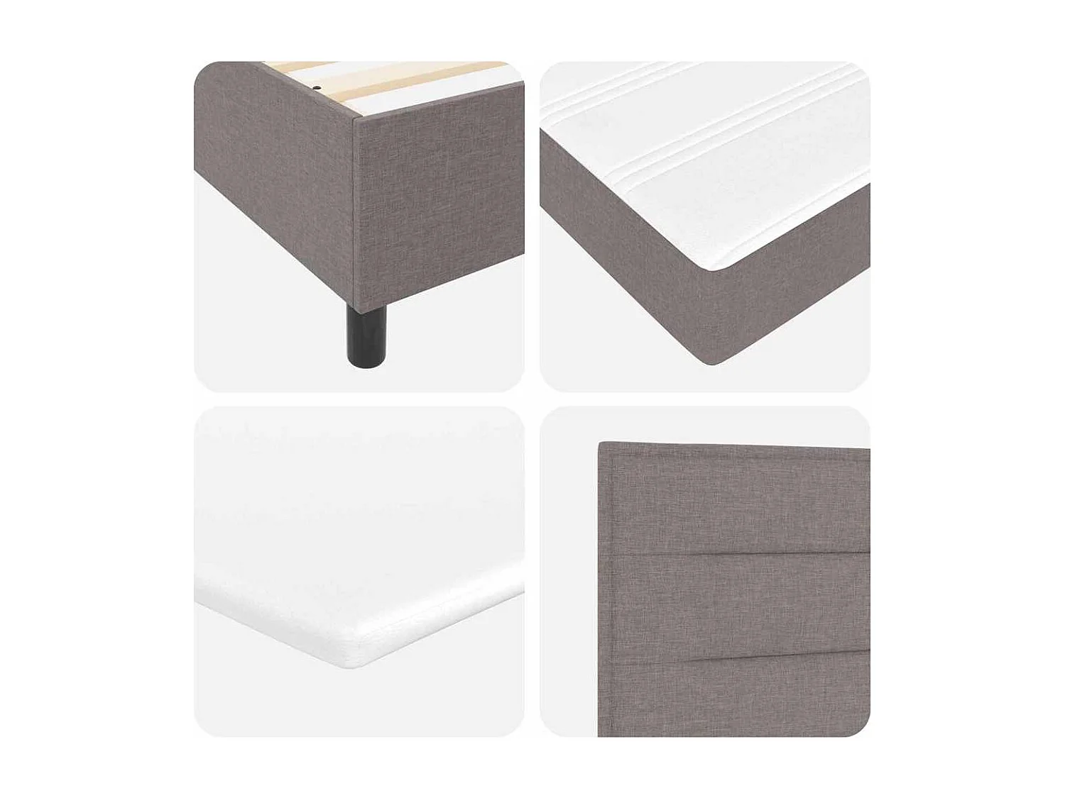 Lit à ressorts avec matelas Taupe 100 x 200 cm tissu