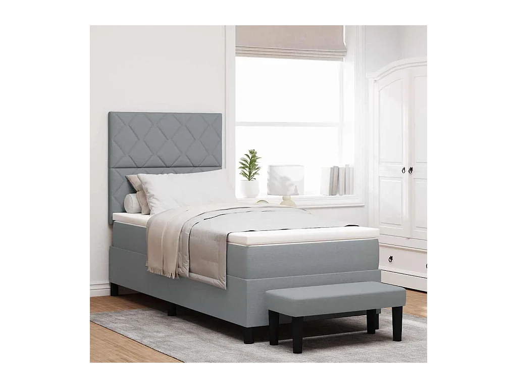 Letto a molle con materasso Grigio chiaro 100 x 200 cm Tessuto