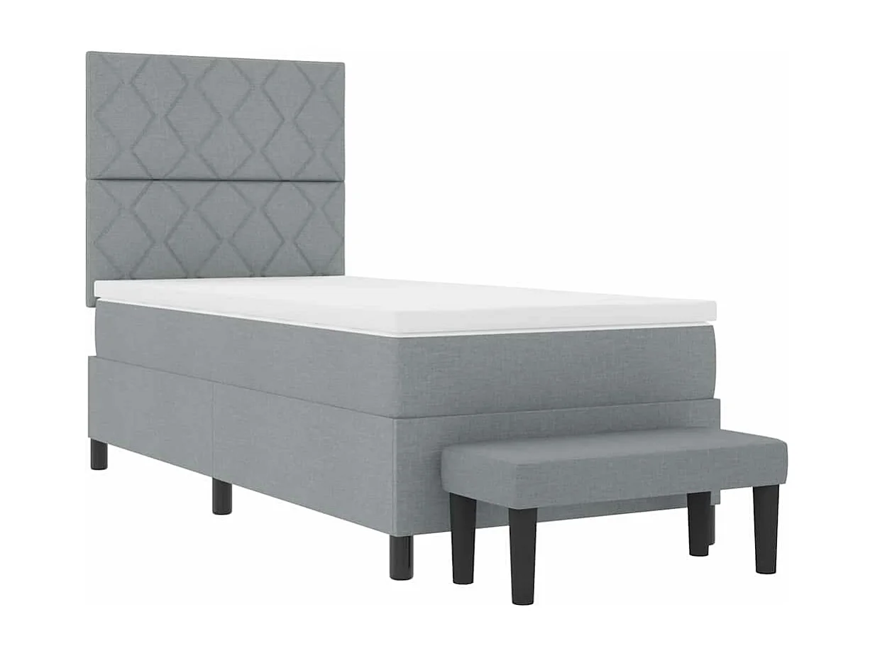 Letto a molle con materasso Grigio chiaro 100 x 200 cm Tessuto