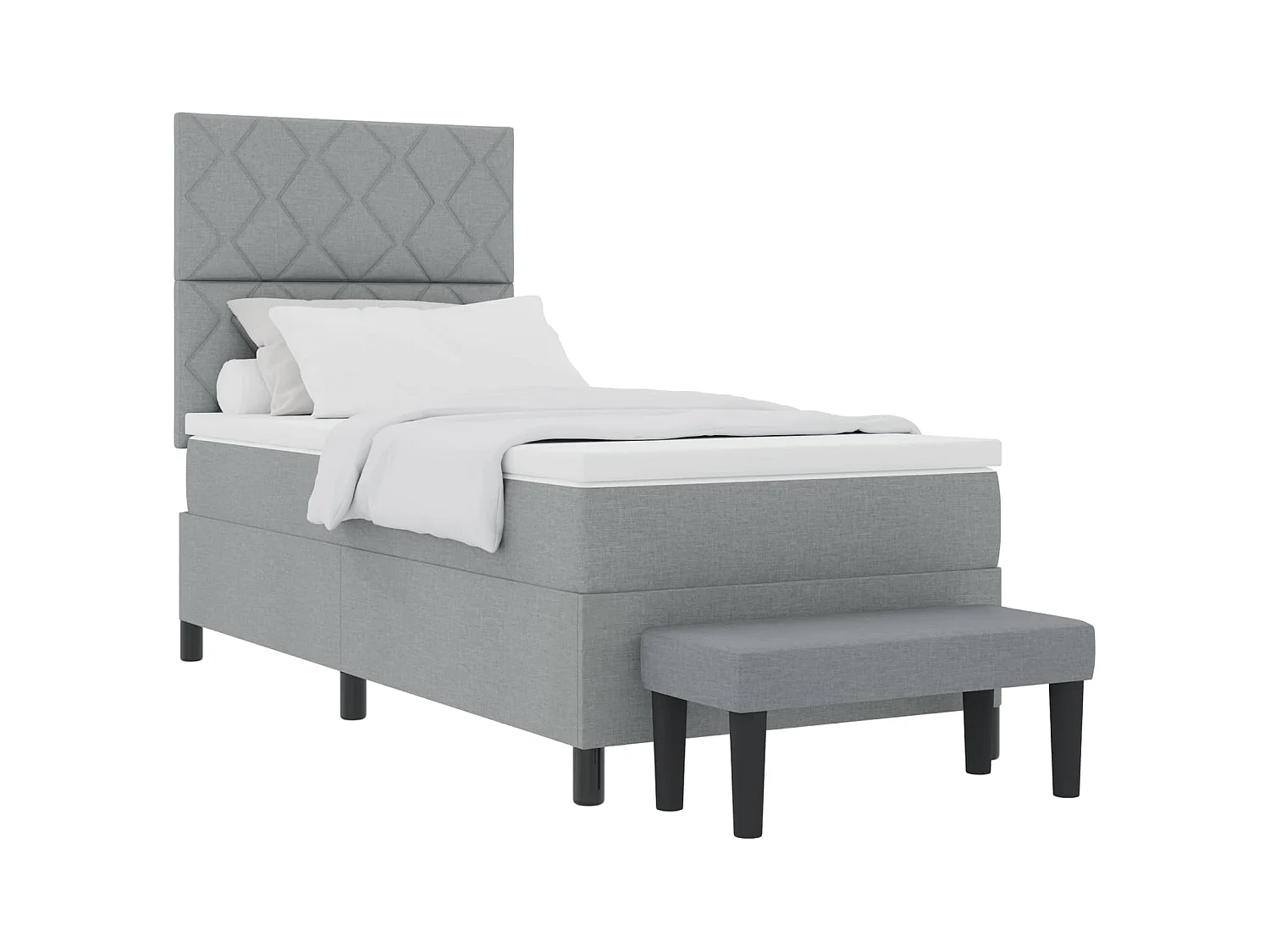 Letto a molle con testiera Grigio chiaro 100 x 200 cm Tessuto