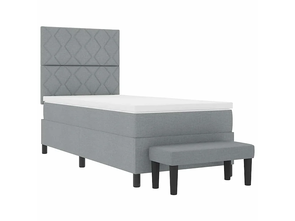 Letto a molle con testiera Grigio chiaro 100 x 200 cm Tessuto