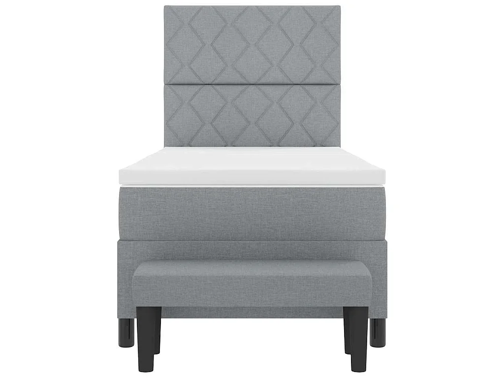 Letto a molle con testiera Grigio chiaro 100 x 200 cm Tessuto