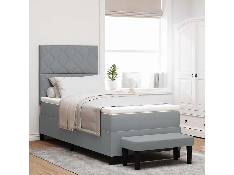 Letto a molle con materasso Grigio chiaro 100 x 200 cm Tessuto