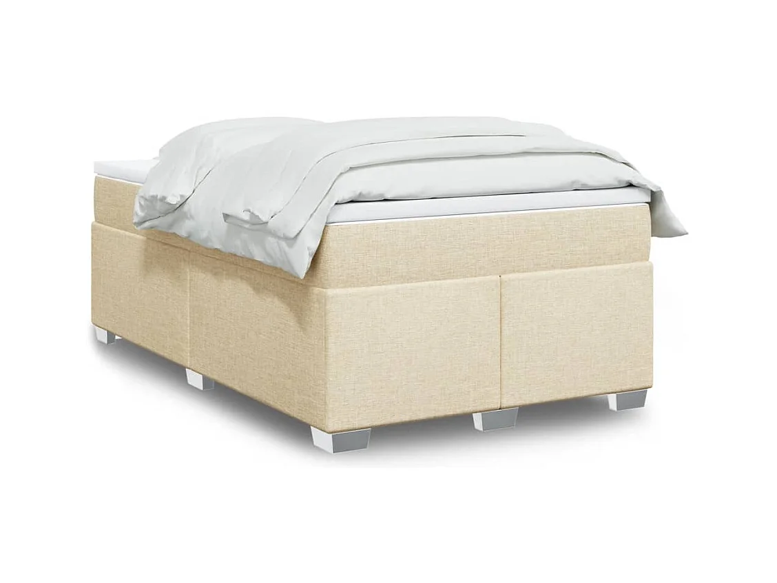 Sommier à lattes de lit avec matelas Crème 120x200 cm Tissu