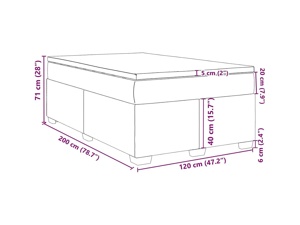 Sommier à lattes de lit avec matelas Crème 120x200 cm Tissu