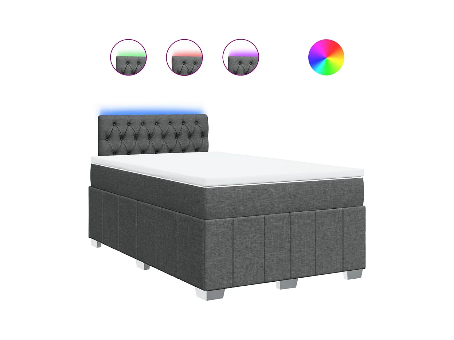 Sommier à lattes de lit avec matelas gris foncé 120x190cm tissu